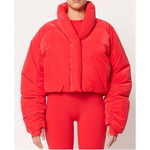 KHY Red Cropped Puffer Jacket